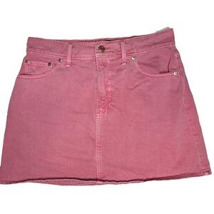 Gap Pink Denim Mini Skirt 5-Pocket Cotton Zip Button Closure Size 10/30